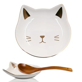 Ceramic Spoon Rest for Kitchen Counter, Cat-Shaped Ceramic Spoon Rest, Coffee Spoon Holder, Cute Stove Top or Counter Decor