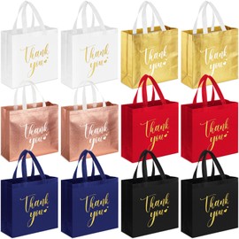 Sweetude 30 Pcs Thank You Gift Bags with Handles Bulk Reusable Goodie Bag Non Woven Foldable Handbag for Graduation Wedding Bridesmaid Gifts(11 x 12 x 5 Inch,Multicolor)