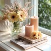 West Ivory Fluted Ribbed LED Pillar Candles, Blush Beige, with