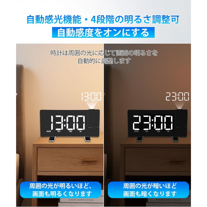 GHDVOP Alarm Clock, Table Clock, Projection Clock, Digital Clock, 180