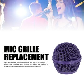 Microphone Head Replace, Mic Grille for Shure SM58S, SM58LC, BETA58, BETA58A, SA M30, SV100, UT2, PGX24 SLX4, Steel Mesh Replacement Heads with Inner Foam (Purple)