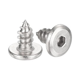 uxcell M5 x 10mm (50 Pack) Flat Round Socket Head Screws, Stainless Steel Self Tapping Full Thread Hex Socket Cap Screws Bolt for Wood Furniture