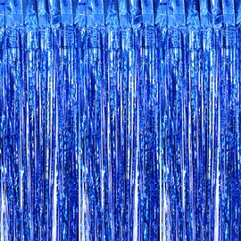 6.5Ft Foil Fringe Curtains Metallic Tinsel Streamers Backdrop for Party Prom Birthday Favors Decoration Christmas Decorations Party Favors, 1 x 2m/ 3.3 x 6.5 feet