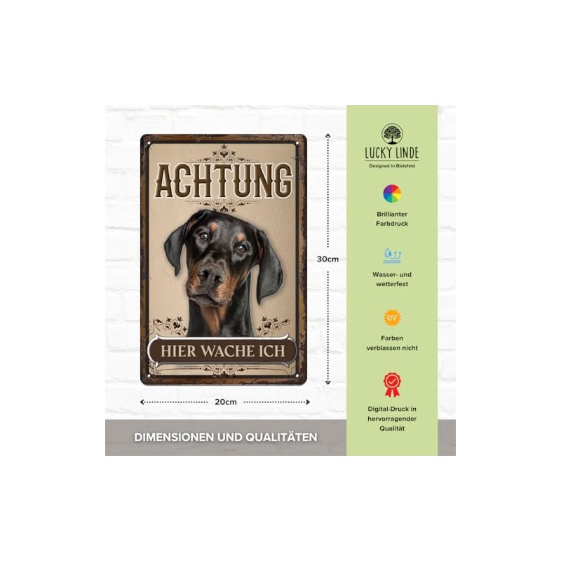 30 x 20 cm Weatherproof Dog Tin Sign, Warning Warning