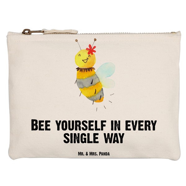 Mr. & Mrs. Panda Makeup Bag Bee Flower, White, Hand