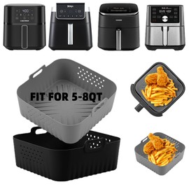 LYHOLKEER Air Fryer Silicone Liners for COSORI Air Fryer 9-in-1 5QT 5.8QT 6QT 6.8QT,2 Pcs Reusable Square Airfryer Liners for Ninja/Instant Pot Vortex Plus/Paris Hilton/Chefman/Cuisinart/Gourmia 6QT