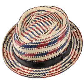 Lipodo Berdasco Pork Pie Straw Hat Women/Men - Made in Italy Sun Beach with Grosgrain Band Summer Spring-Summer - M (56-57 cm) Nature