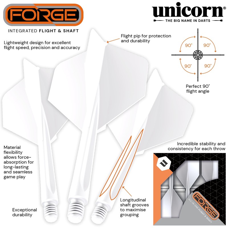 Unicorn Forge Dart Flights, White, M