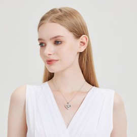 lulupanda Full Moissanite Heart Necklace - No CZ! 2ct Vibrant Birthstone & 30 White Gems | 12 Month Gifts for Wife, Mom, Her | Anniversary, Valentine's Day, Mother's Day Jewelry