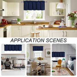 DWCN Valance Curtains for Living Room, Navy Valances for Small Window, Farmhouse Solid Short Topper -1 Panel, 42 X 18 Inch, Navy Blue