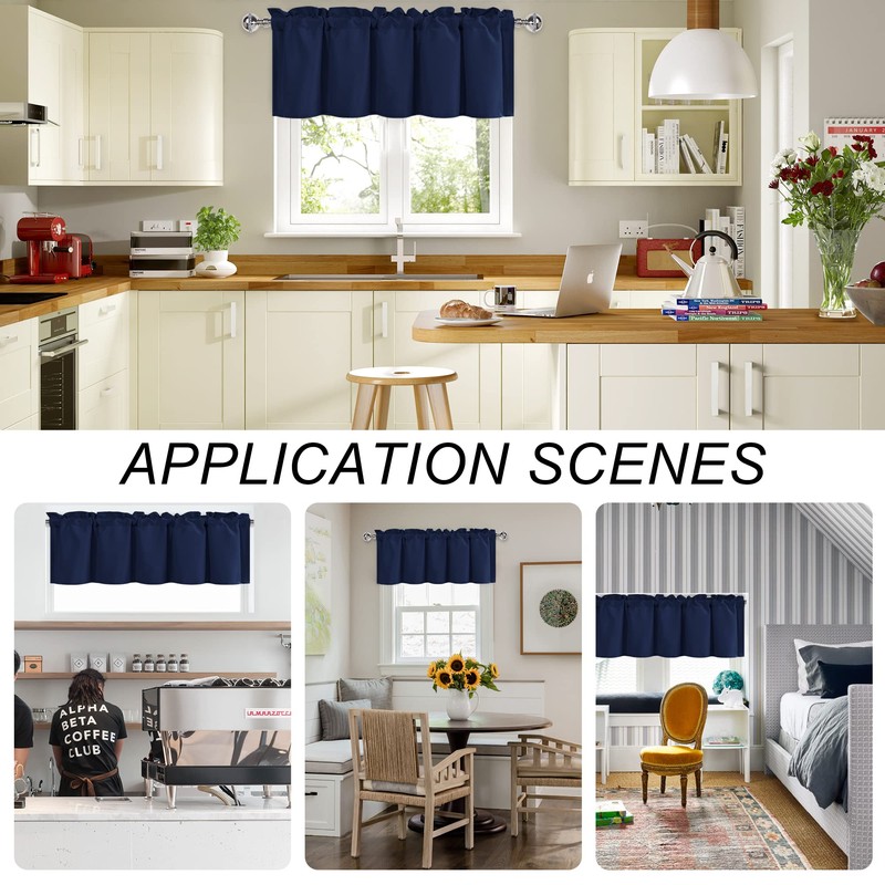 DWCN Valance Curtains for Living Room, Navy Valances for Small