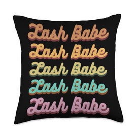 Retro Lash Babe Quotes For Eyelash Lover Artist Tech Retro Lash Babe Throw Pillow, 18x18, Multicolor
