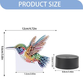 JISHSHAY Diamond Painting Night Light Diamond Art Table Lamps Gem Art LED Lights Gem Painting Desk Lamp Mosaic Kits for Adults DIY Kits for Adults with Special Shaped Crystal Hummingbird