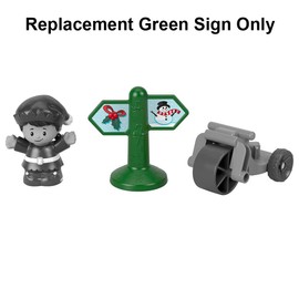 Replacement Part for Fisher-Price Little People Winter Holiday Christmas Playset - HJW18 ~ Replacement Green Sign ~ Arrows to Snowman or Holly