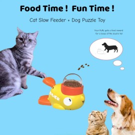 KPWIN Dog Treat Dispenser Toy, Cat Puzzle Feeder, Interactive Durable Yellow ...