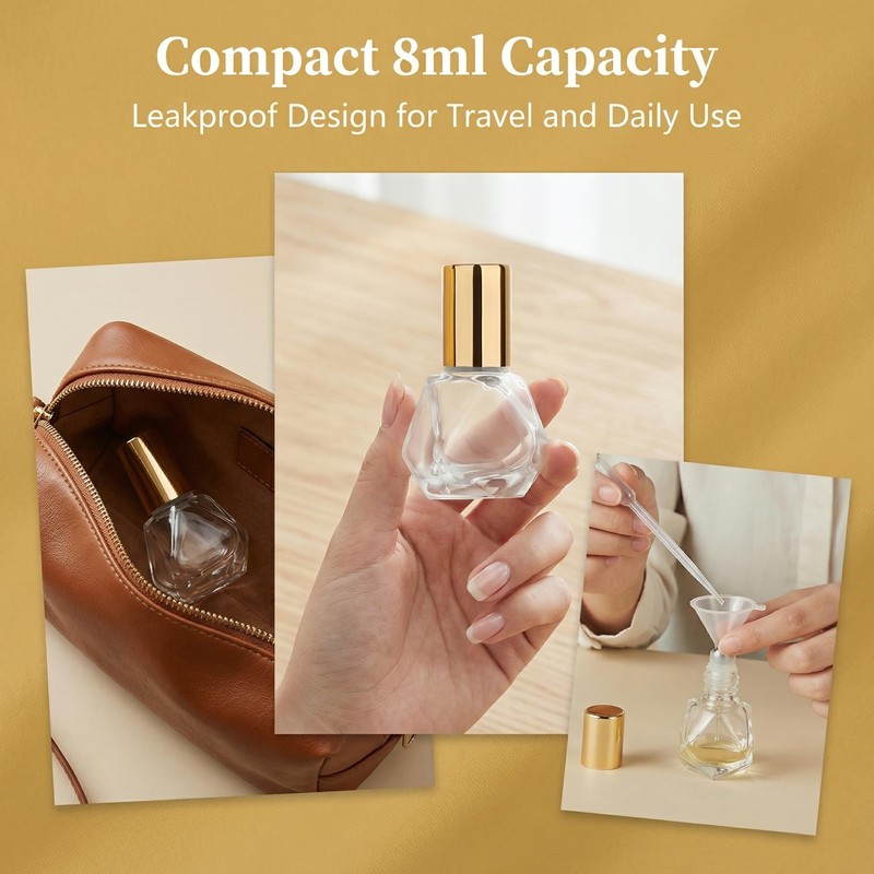 OKKRMGZ 2PCS Anointing Oil Bottles Mini Clear Glass Roller Bottle