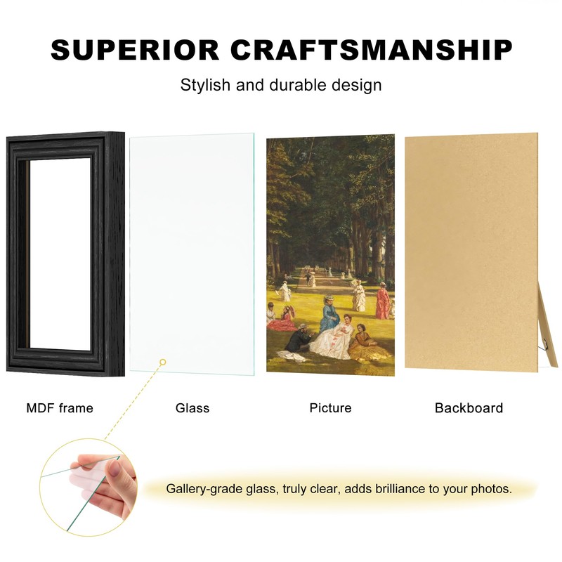 PEALSN 11x14 Picture Frame with Real Glass Front and Black