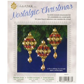 Solid Oak Beaded Orn Baroque Drops R/G, None,Gold