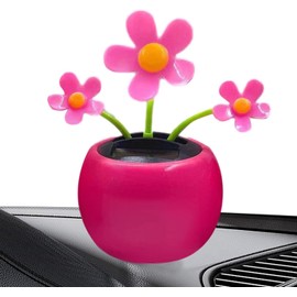 Solar Powered Dancing Flower Car Decor - Rose Red Bobblehead Dashboard Ornament with Swinging Motion, Auto Accessories for Windshield and Dashboard,Educational Solar Toy for Kids Adults