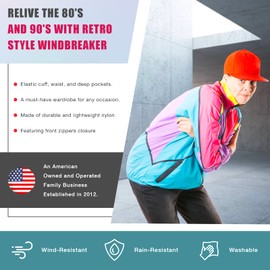 Funny Guy Mugs Gnarly 80s & 90s Retro Neon Windbreaker, Large