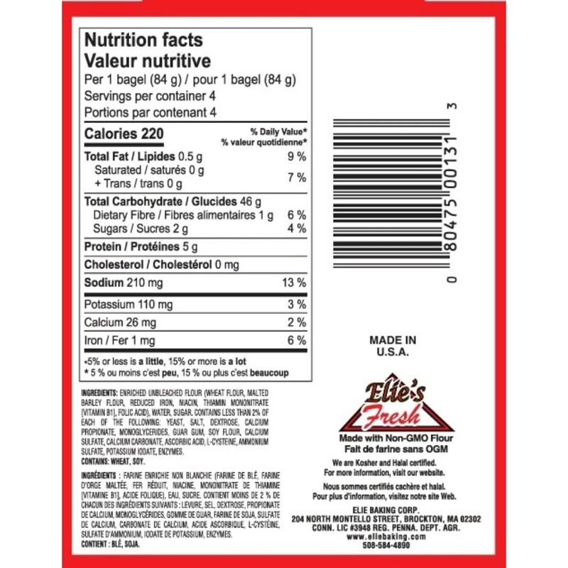 Elie's Plain Bagels - 6 packs of 4 bagels per