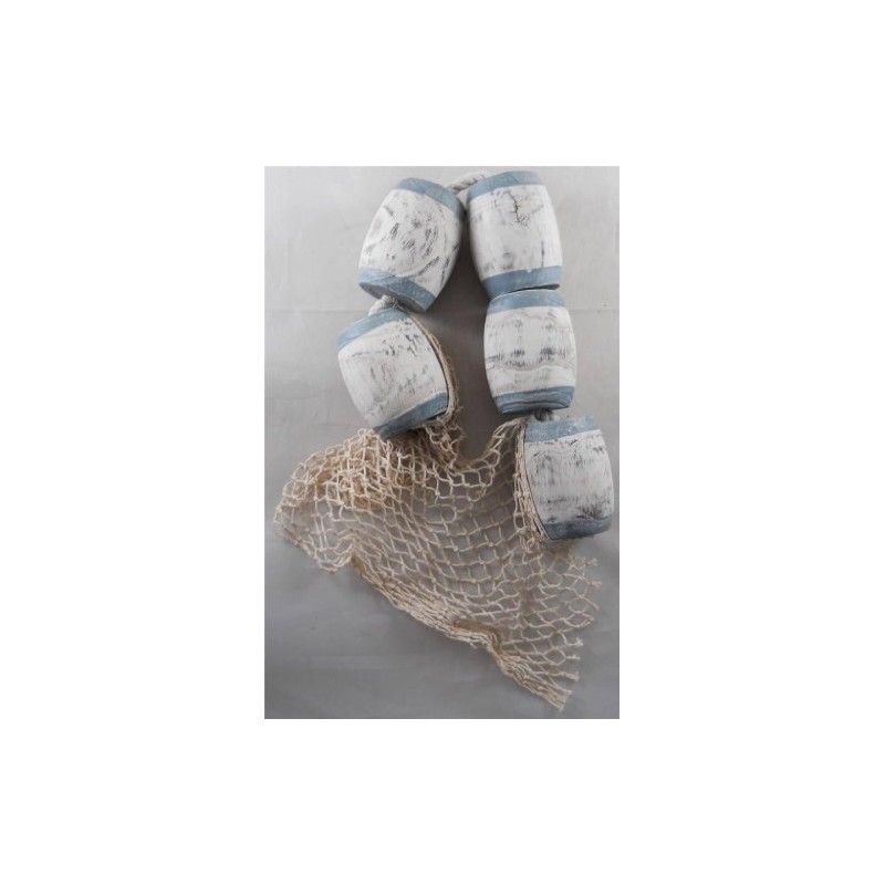 GSM Set of 5 Wood Buoys & Fishing Net