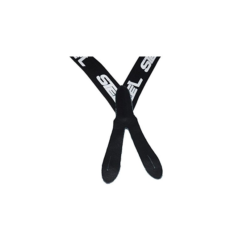 Steel Junior Braces Black Plain Faux Leather Adjustable 1.35" to