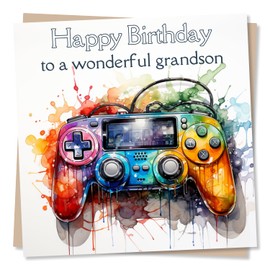 Nokular Happy Birthday Grandson - Computer Games Controller - For Grandson Who Enjoys Gaming From Grandparents - Made in UK