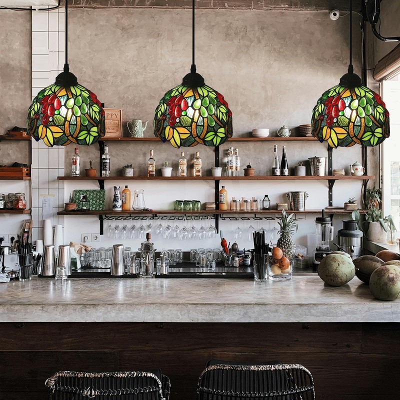UYYTBPA Pendant Lights, Tiffany Grape Style Stained Glass Hanging lamp,