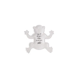 CGB Giftware Frog Shaped Ring Dish | Gift Boxed | Jewellery Holder Organiser Plate | White | ‘May All Your Wishes Come True’ | Gift For Her | Send With Love GB05751