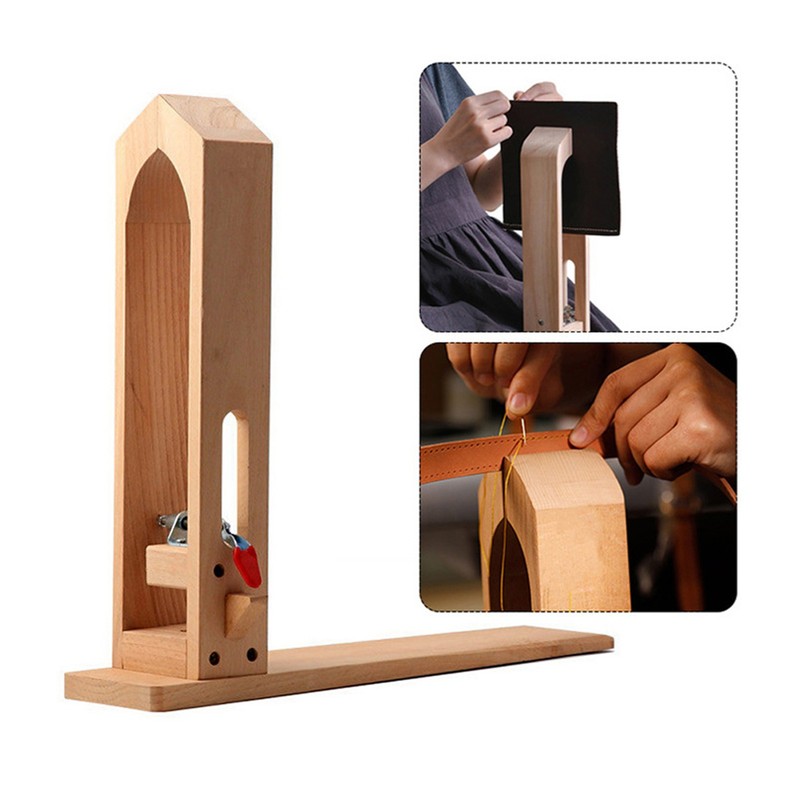 Leather Hand Stitching Fixture Wooden Leather Fix Clamp Leather Sewing