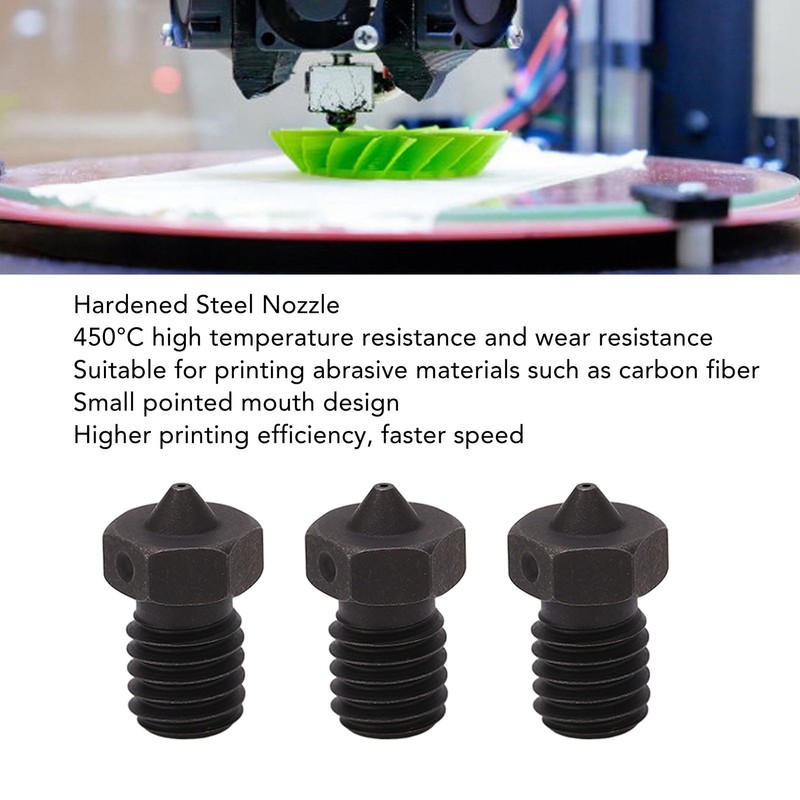 3 Pcs 3D Printer Nozzle 0.4mm M6x12.5mm High Temperature Resistance