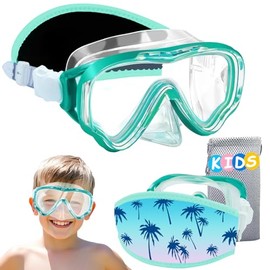 Vvinca - anteojos de snorkel para niños, máscara de buceo, anteojos de natación con cubierta de nariz y correas para niños y jóvenes de 6 a 14 años
