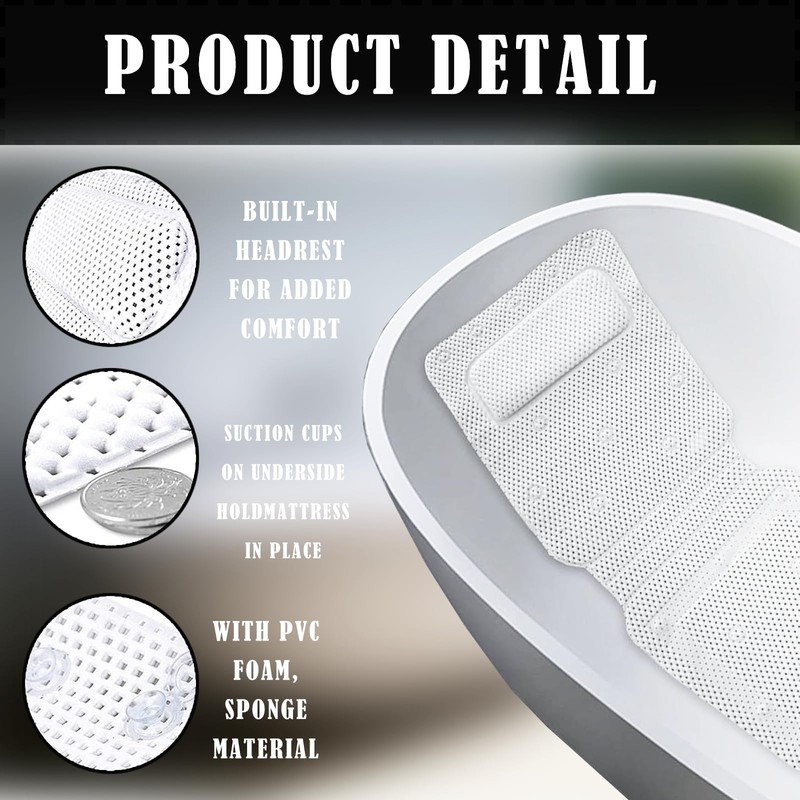 STFALI Bath Mat with Pillow, Bath Mat, Bubble Mat Bathtub,