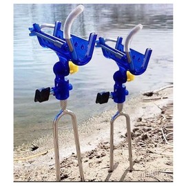 2 Pack Heavy Duty Thick Metal Catfish Rod Holder, Bank & Beach Ground Insert Pole Holder for Big Mouth Catfish Bullhead Shore Surf Fishing
