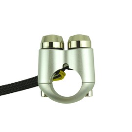 2 Buttons Aluminum Motorcycle Handlebar Switch Turn Signal Horn Headlight Starter Power Control for 1 Inch or 7/8 inch Handlebar Bobber Cafe Racer Chopper (Silver, Fit 1 inch Handlebar)