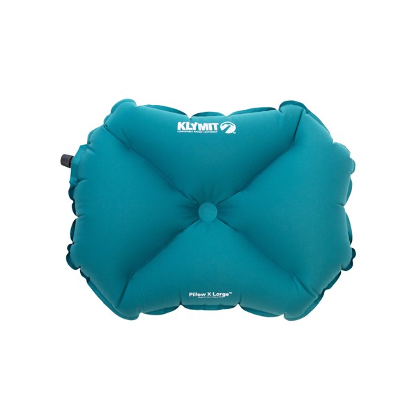 Klymit Pillow X Travel Pillow, Lightweight Inflatable Hybrid Airplane, Backpacking, Hammock, and Camping Pillow, Teal, Large