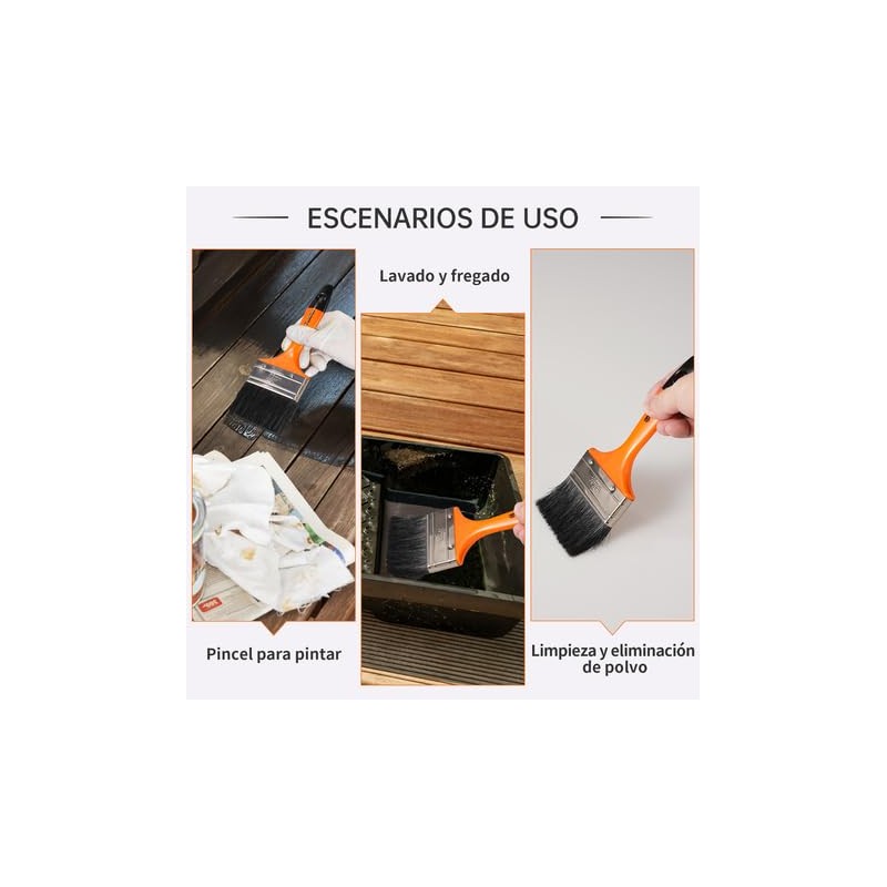 Brocha de cerdas Naturales, Mango de plástico,(1 Pulgada, 2 Pulgadas,