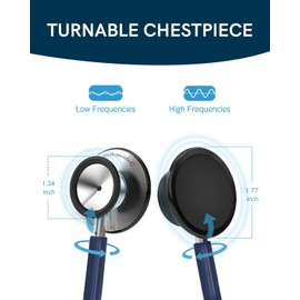 FriCARE Dual Head Stethoscope - Stethoscopes for Nurses, Medical Nursing Students, Paramedics/EMT/LVN/VNA Backup Estetoscopio, Navy Blue Tube, Stainless Steel Chestpiece