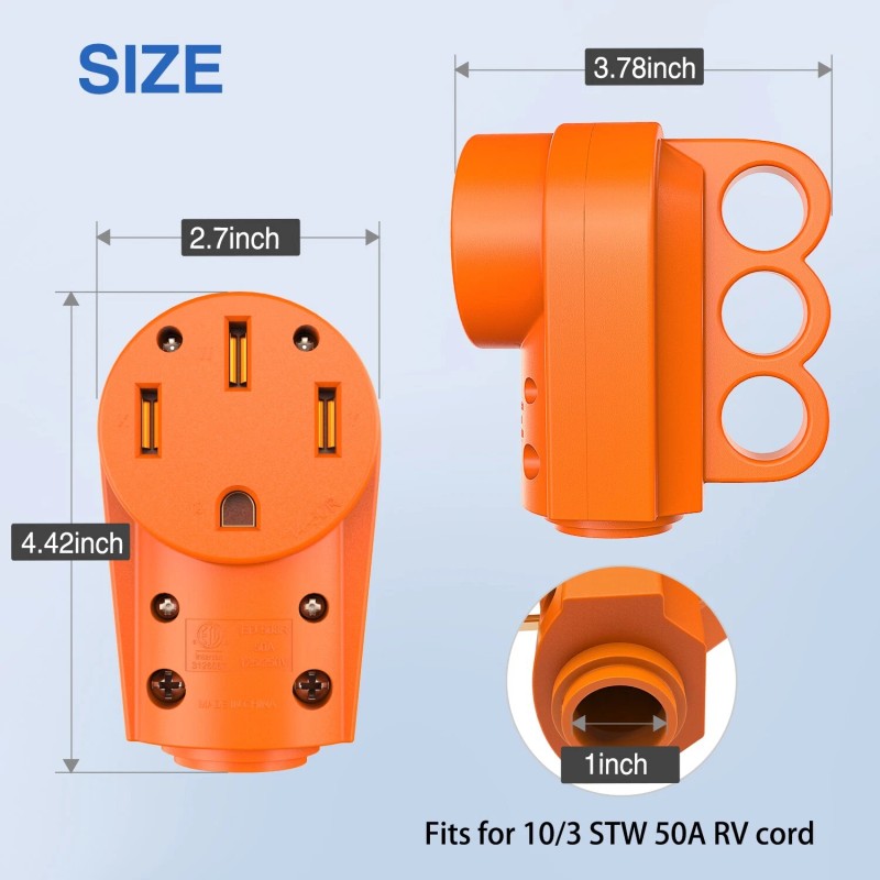 Nilight 50 Amp RV Male and Female Plug Set 14-50P