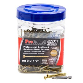 Proferred - V56091 Professional Decking & Outdoors Wood Screws, 6-Lobe Bronze SKT Coating - 1500 Hour Salt Spray, Size Options in #8, 9, and #10, Lengths 2", 2.5", 3", 3.5", and 4"