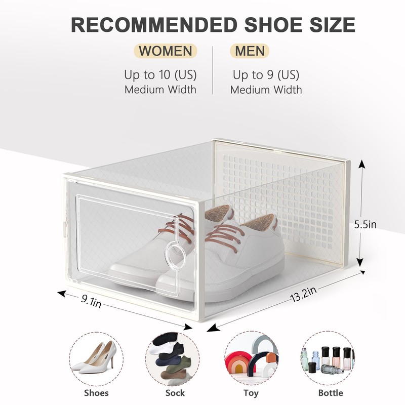 Kuject Large Shoe Organizers Storage Boxes for Closet, 12 Pack