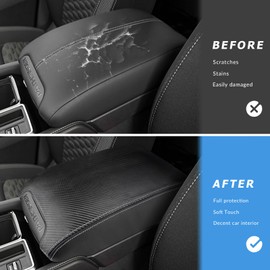 INTGET Center Console Cover for Nissan Pathfinder Accessories 2022 2023 2024 2025 Interior Leather Middle Console Lid Protector Replacement for Pathfinder Console Cover (Carbon Fiber)