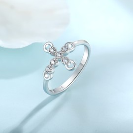 Starchenie Cross Ring 925 Sterling Silver 3A Zircon Ring Classic Gifts for Women