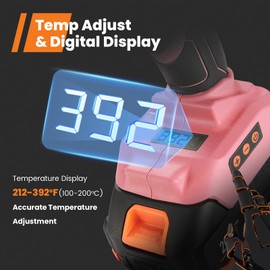 Full Size Cordless Glue Gun, GoGonova 20V Temp Adjust LCD Digital Display Fast Heating Accurate Dual Temp, Dripless Full Size Heavy Duty Hot Gun Kit with 12 Pcs Sticks (Battery Included)