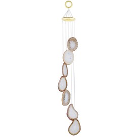 SUNYIK Handmade Natural Agate Slice Wind Chime for Garden Home Decor Window Ornament, Original Color Size 25-31 inch