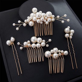 Pearl Hair Ornaments, Pearl Pins, Hair Accessories, Headdress, U-pins, Hairpins, Set of 5, School Entrance Ceremonies, Coming-of-Age Ceremonies, Weddings, Recitals, Parties, Brides, Kimono, Everyday