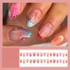30Pcs Summer Press on Nails Short Almond Fake Nails Press