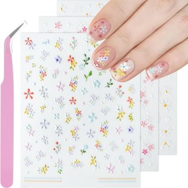 Flower Stickers for Nails 3D Sickers for Nails Art Design Fingernail Stickers Self-Adhesive Nail Supplies Accessories for Women DIY Decoration (Flower daisyers)