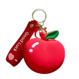 Fruit Silicone Keychain, Red Apple Coin Purse Keychains for Women, Exquisite Wallet and Backpack Pendant Key Charm – Cute Accessory for Daily Use, Travel, Shopping, or Valentine's Day Gifts